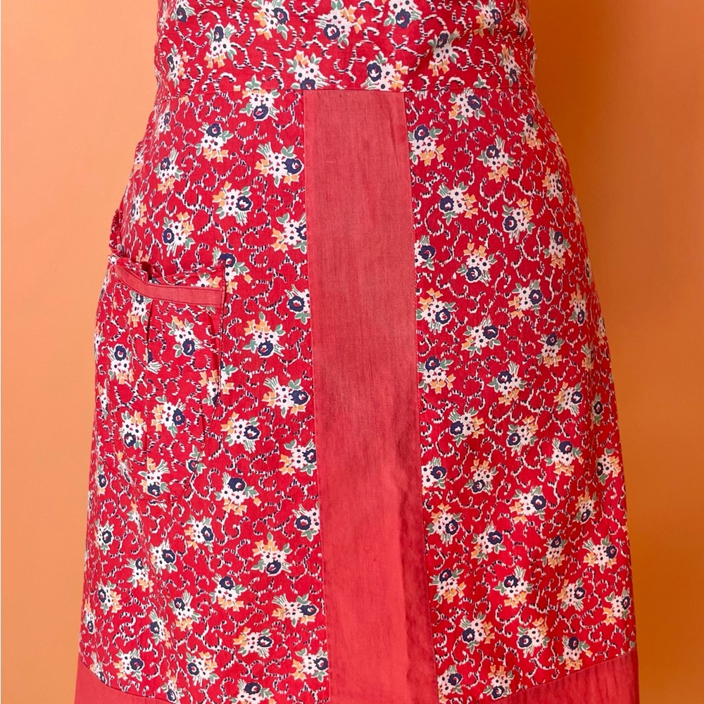 Vintage Floral Red Apron